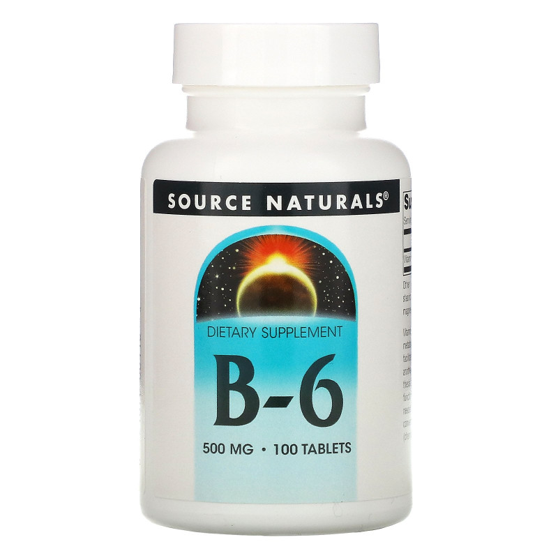 Source Naturals, Витамины B-6, 500 мг, 100 таблеток