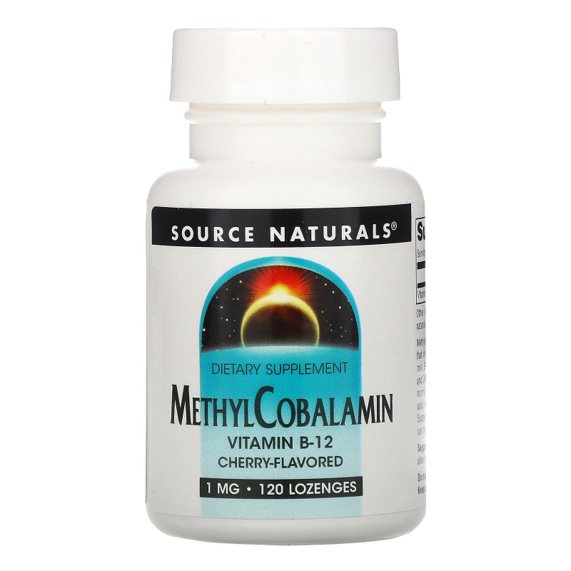 Source Naturals, Метилкобаламин, со вкусом вишни, 1 мг, 120 пастилок