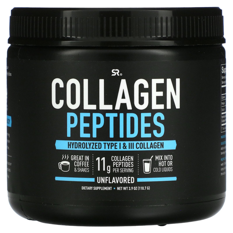 Sports Research, Collagen Peptides, Hydrolyzed Type I & III Collagen, Unflavored, 3.9 oz (110.7 g)