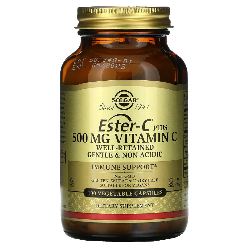 Solgar, Ester-C Plus, Витамин C, 500 мг, 100 вегетарианских капсул