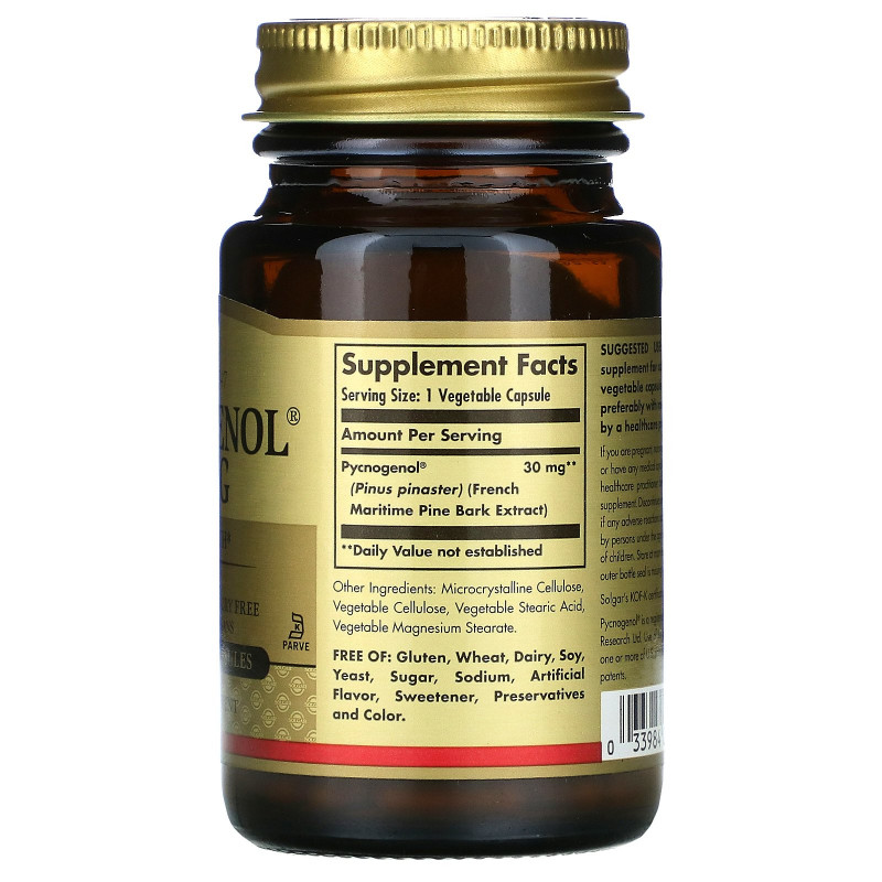 Solgar, Пикногенол, 30 мг, 30 капсул