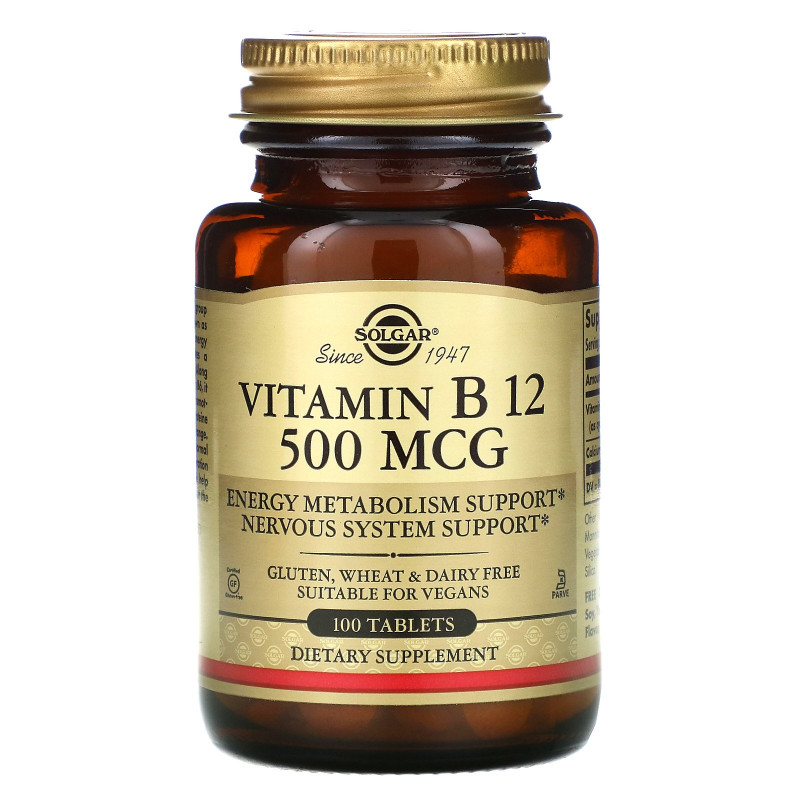 Solgar, Vitamin B12, 500mcg, 100 Tablets