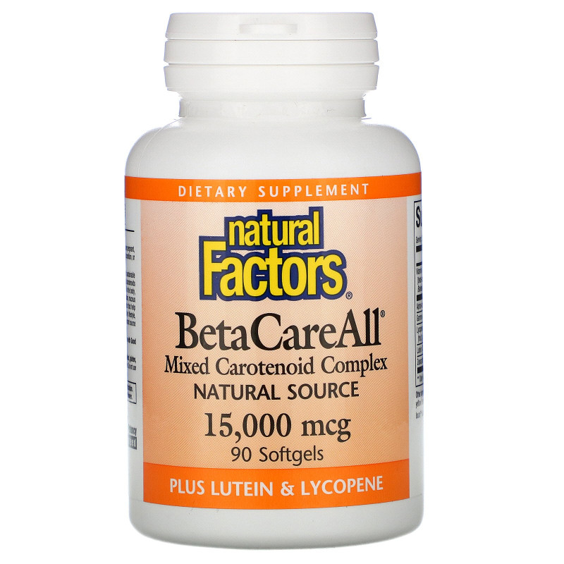 Natural Factors, BetaCareAll, 25 000 МЕ, 90 желатиновых капсул