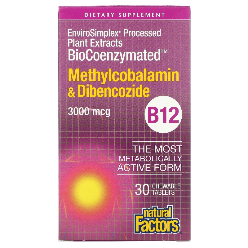 Natural Factors, BioCoenzymated, Methylcobalamin & Dibencozide, 3,000 mcg, 30 Chewable Tablets