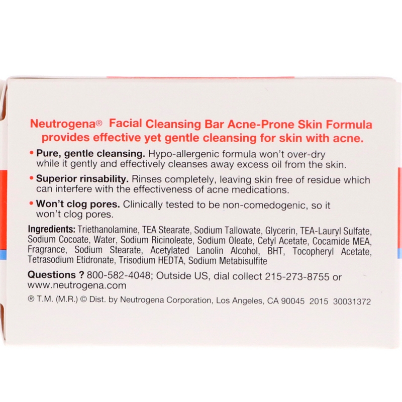Neutrogena, The Transparent Facial Bar, Acne Prone Skin, 3.5 oz (99 g)
