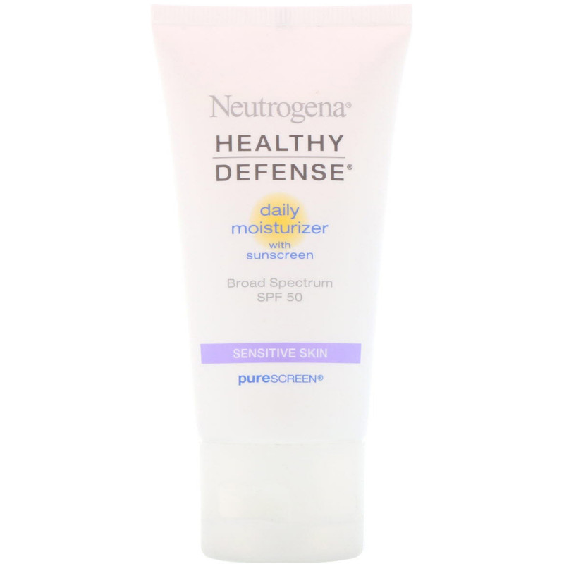 Neutrogena, Healthy Defense, Daily Moisturizer with Sunscreen, Broad Spectrum SPF 50, Sensitive Skin, 1.7 fl oz (50 ml)