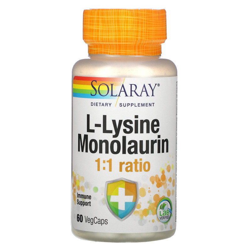 Solaray, L-Lysine Monolaurin 1:1 Ratio, 60 Vegetarian Capsules