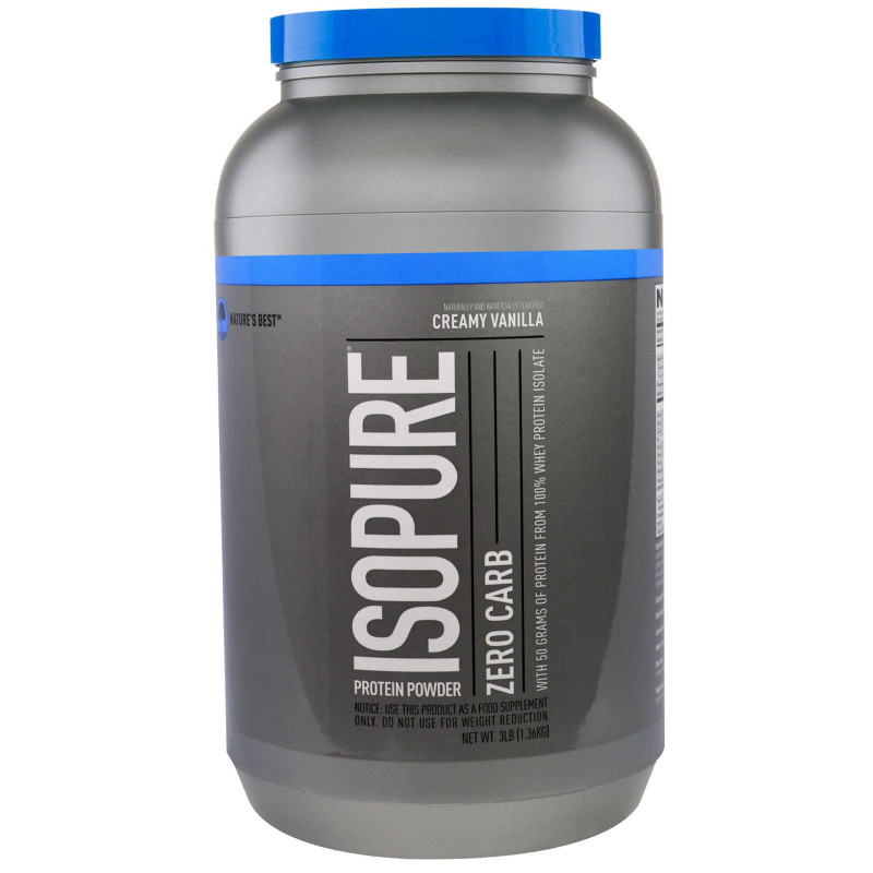 Nature's Best, IsoPure, Протеиновый порошок без углеводов Isopure, сливочная ваниль, 3 фунта (1361 г)