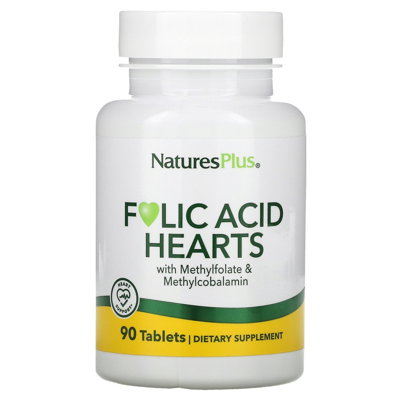 Nature's Plus, Folic Acid Hearts, 90 Tablets