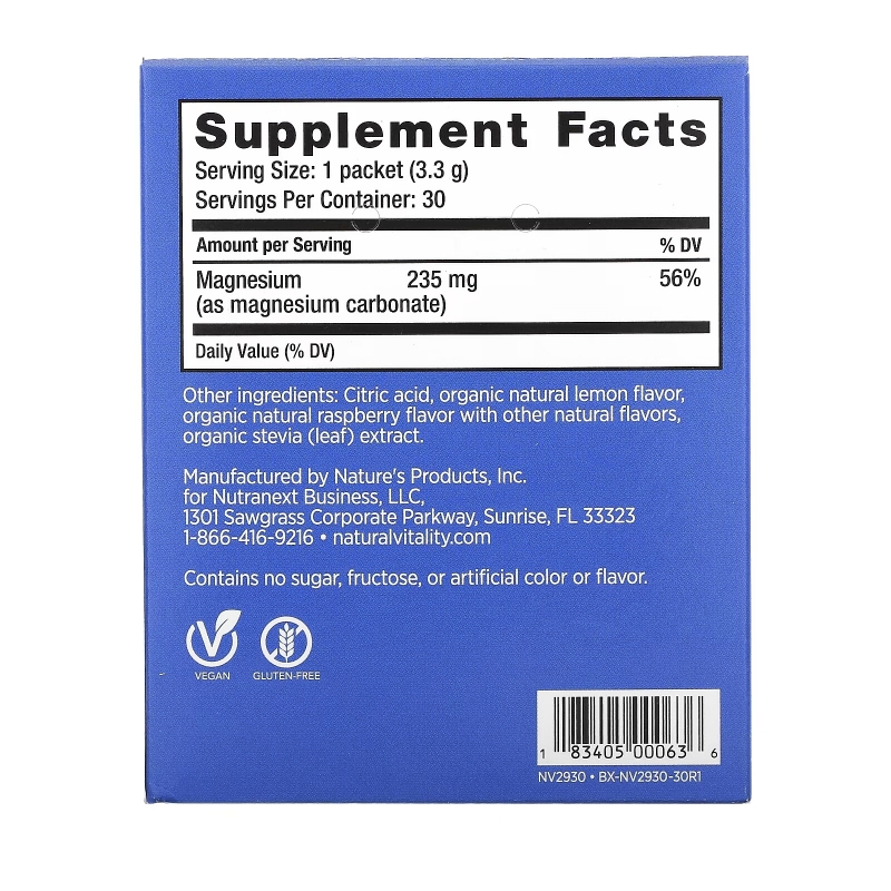 Natural Vitality Натуральное Спокойствие Лимонно-Малиновый Вкус 30 Порционных Пакетов 0.12 унции (3.3 г)