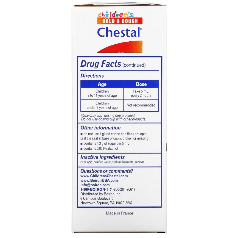 Boiron, Chestal, Children's Cold & Cough, 3+ and Older, 6.7 fl oz (200 ml)