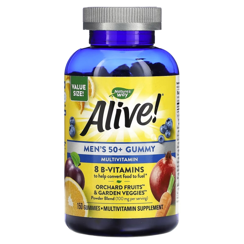 Nature's Way, Alive! Men's 50+ Gummy Multivitamin, Fruit Flavors, 150 Gummies