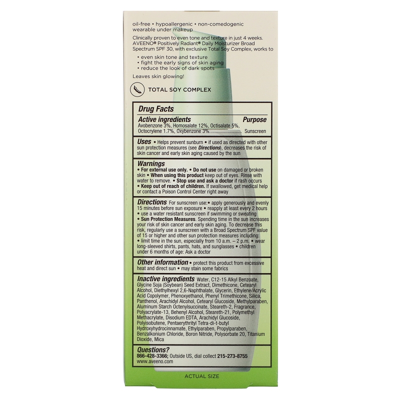 Aveeno Active Naturals Positively Radiant Daily Moisturizer SPF30 2.5 fl oz