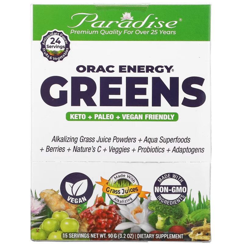 Paradise Herbs, ORAC Energy Greens, 15 Packets, 6 g Each