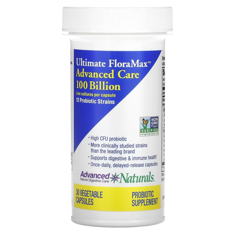 Advanced Naturals, Ultimate FloraMax, Advanced Care, 100 Billion Live Cultures, 30 Vegetable Capsules