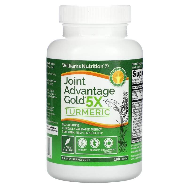 Dr. Williams, Joint Advantage Gold 5X, BioActive Turmeric, 180 Tablets