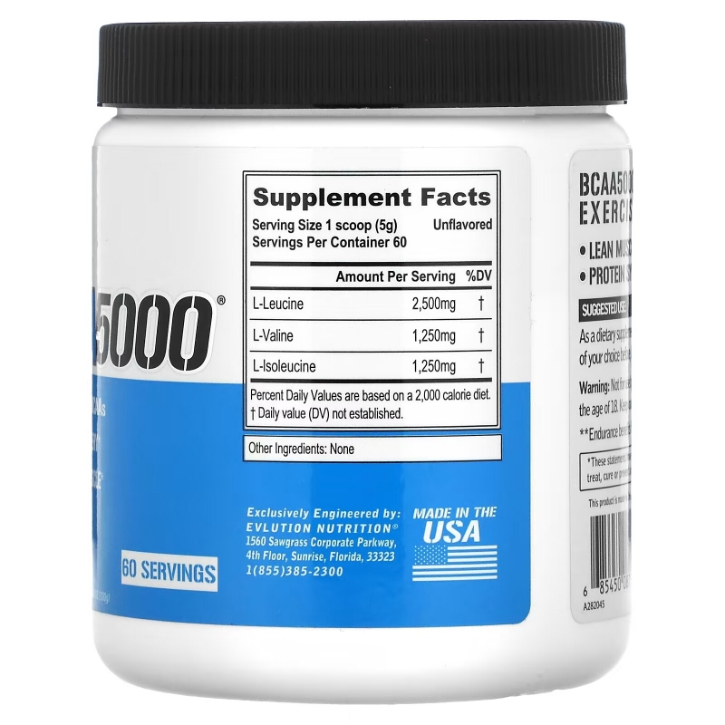 EVLution Nutrition, BCAA5000, Unflavored, 10.58 oz (300 g)