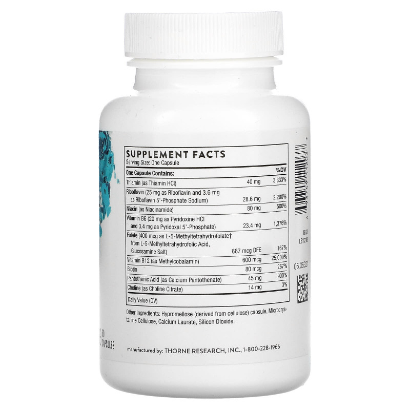 Thorne Research, Комплекс витаминов группы B №12, 60 капсул