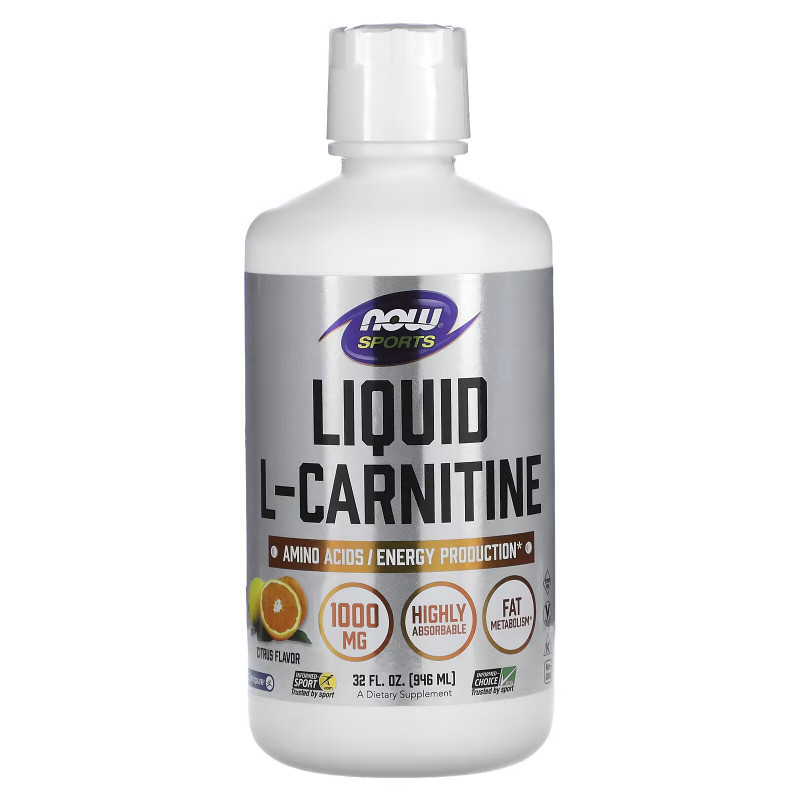 NOW Foods, Sports, Liquid L-Carnitine, Citrus, 1,000 mg, 32 fl oz (946 ml)