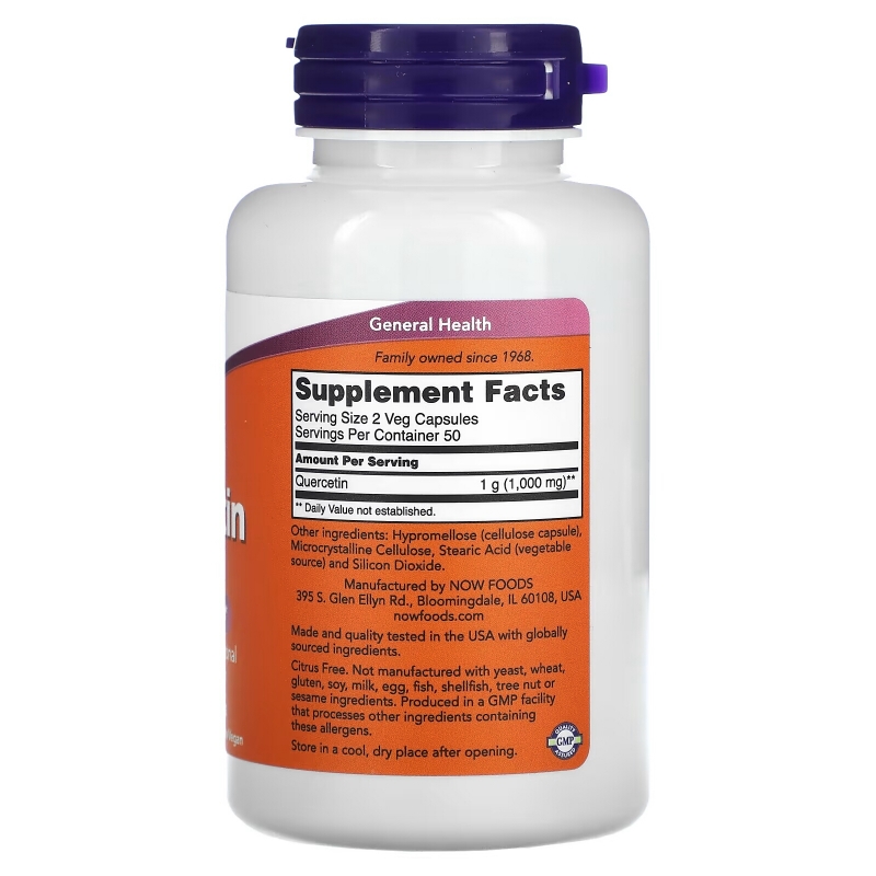 NOW Foods, Quercetin, 500 mg, 100 Veg Capsules