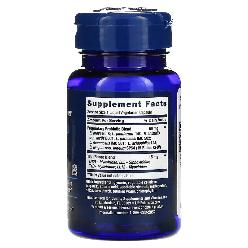 Life Extension, Florassist, Желудочно-кишечная Противофаговая Технология, 30 Жидких Растительных капсул