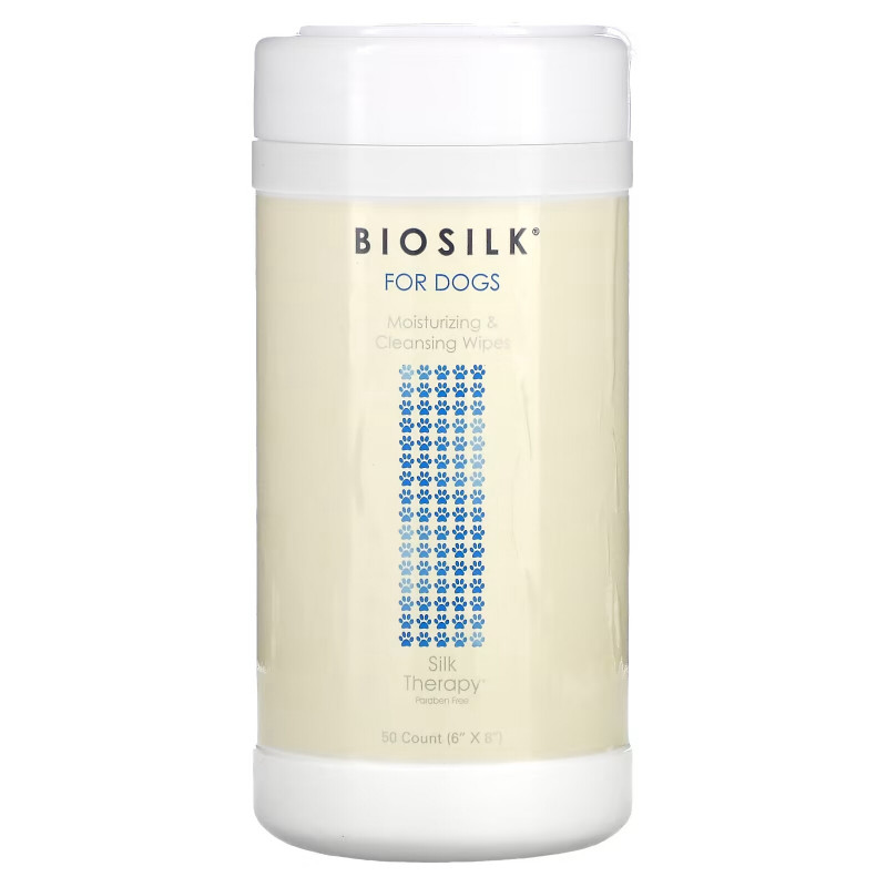 Biosilk, Silk Therapy, Moisturizing & Cleansing Wipes for Dogs, 50 Count