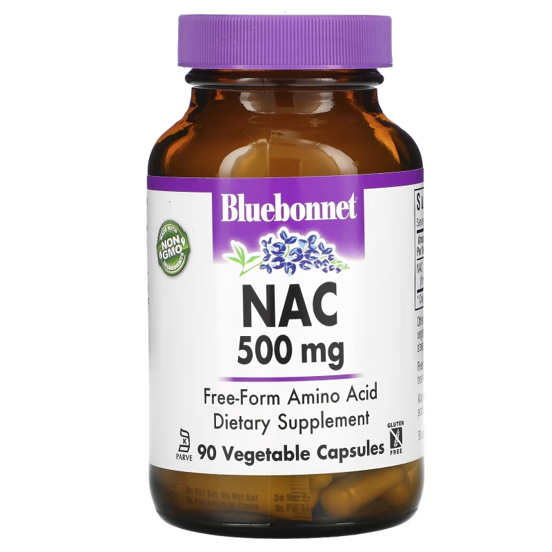 Bluebonnet Nutrition, NAC, 500 мг, 90 растительных капсул