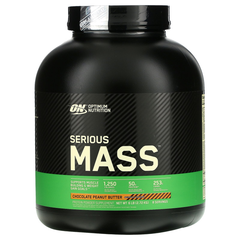 Optimum Nutrition Serious Mass High Protein Weight Gain Powder Chocolate Peanut Butter 6 lbs (2.72 kg)