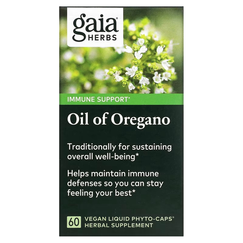 Gaia Herbs, Масло орегано, 60 вегетарианских жидких фито-капсул