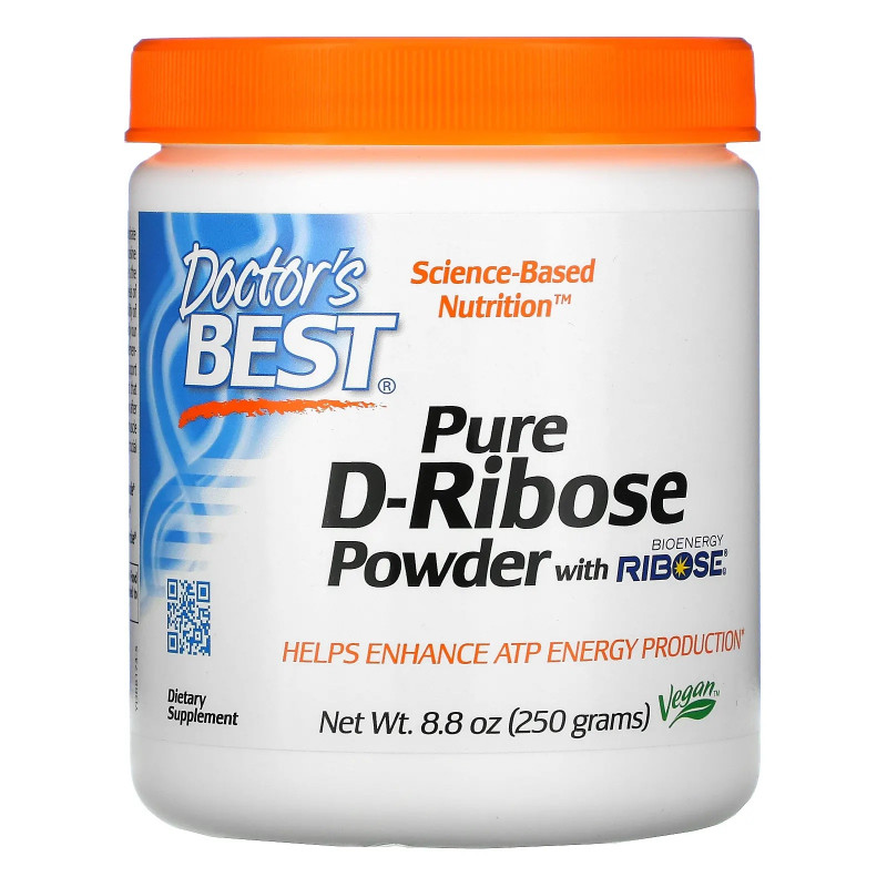 Doctor's Best, чистый порошок D-рибозы с BioEnergy Ribose, 250 г