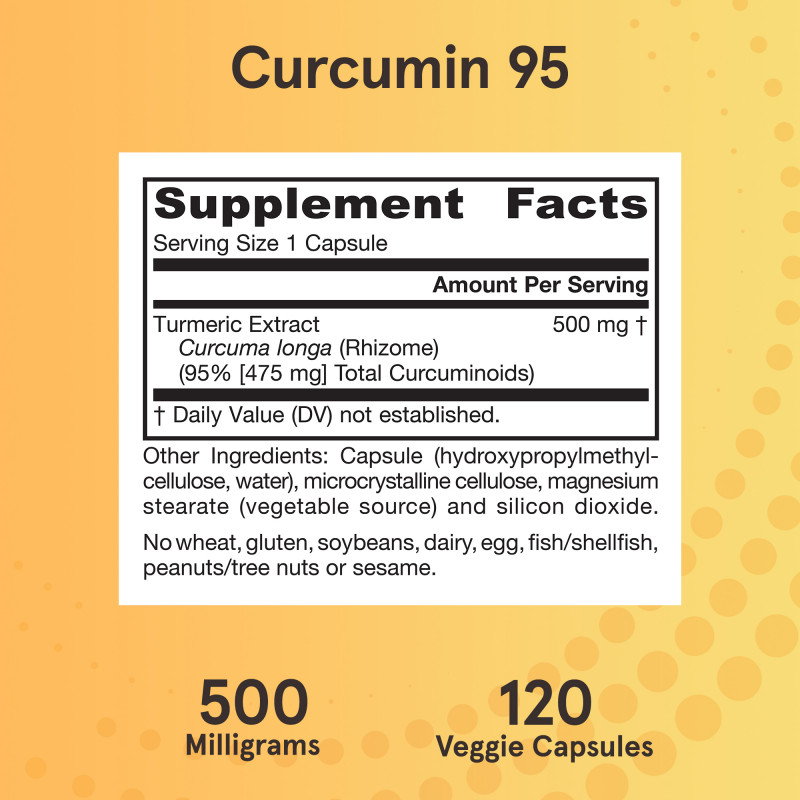 Jarrow Formulas, Куркумин 95, 500 мг, 120 вегетарианских капсул