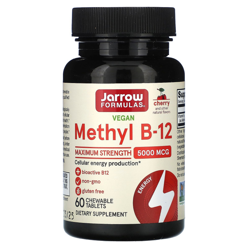Jarrow Formulas, метил B-12, со вкусом вишни, 5000 мкг, 60 леденцов