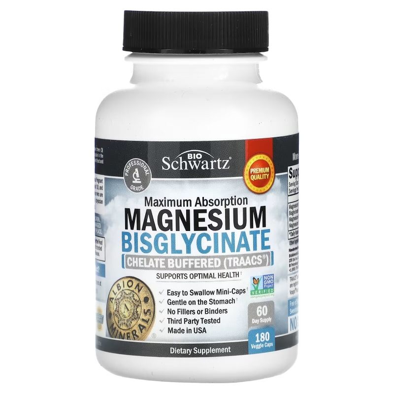 BioSchwartz, Maximum Absorption Magnesium Bisglycinate, 180 Veggie Caps