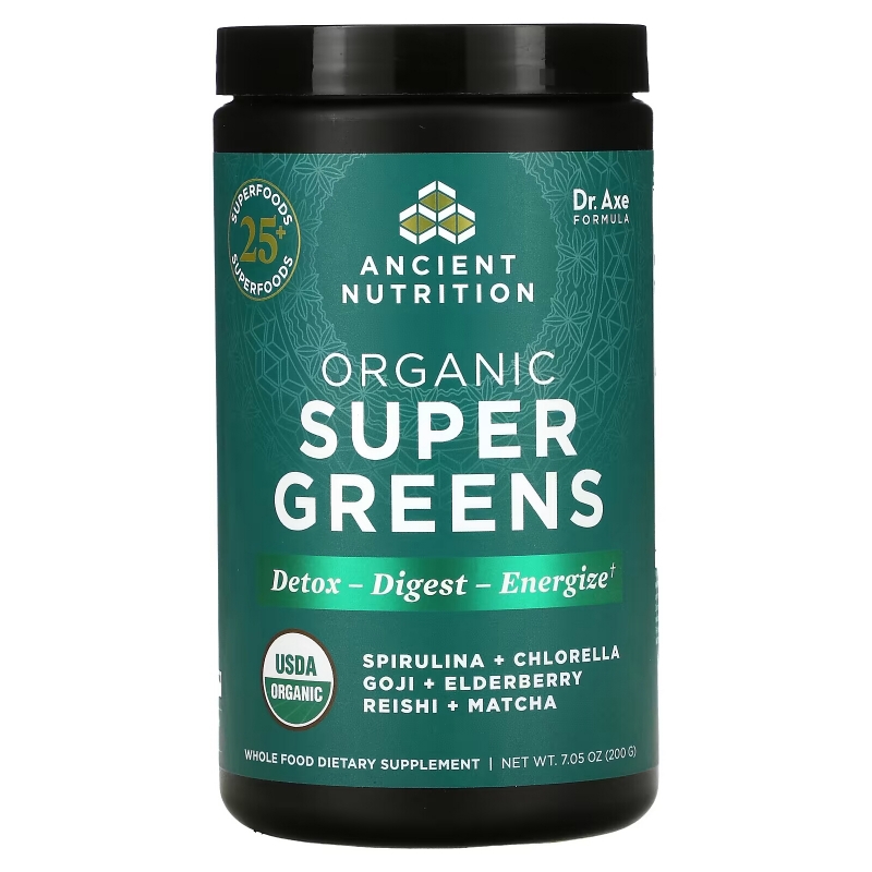 Dr. Axe / Ancient Nutrition, Organic Super Greens, 7.05 oz (200 g)