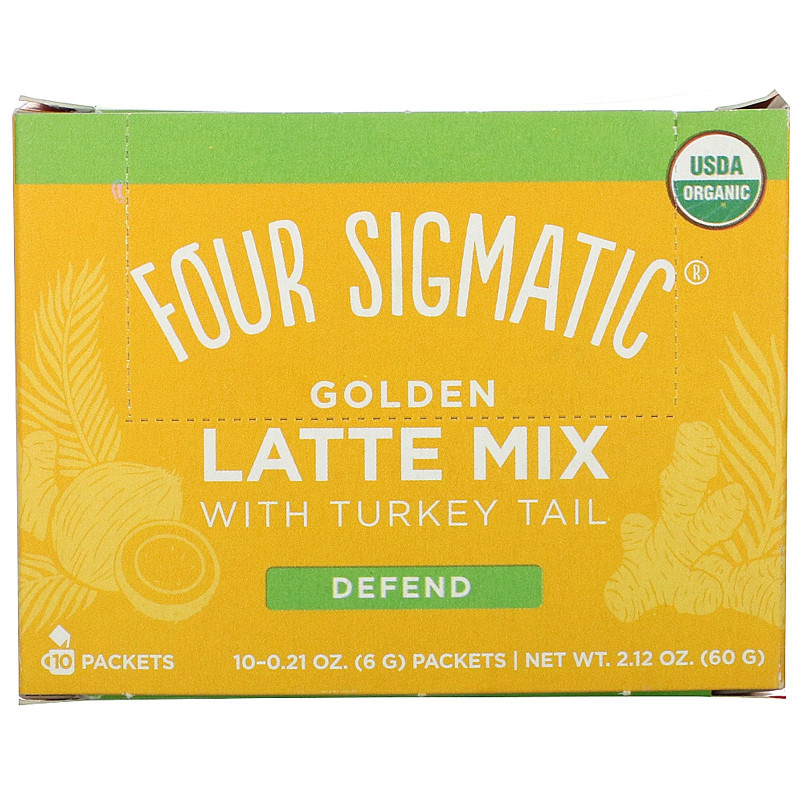 Four Sigmatic, Golden Latte, Mushroom Mix, 10 Packets, 0.21 oz (6 g) Each