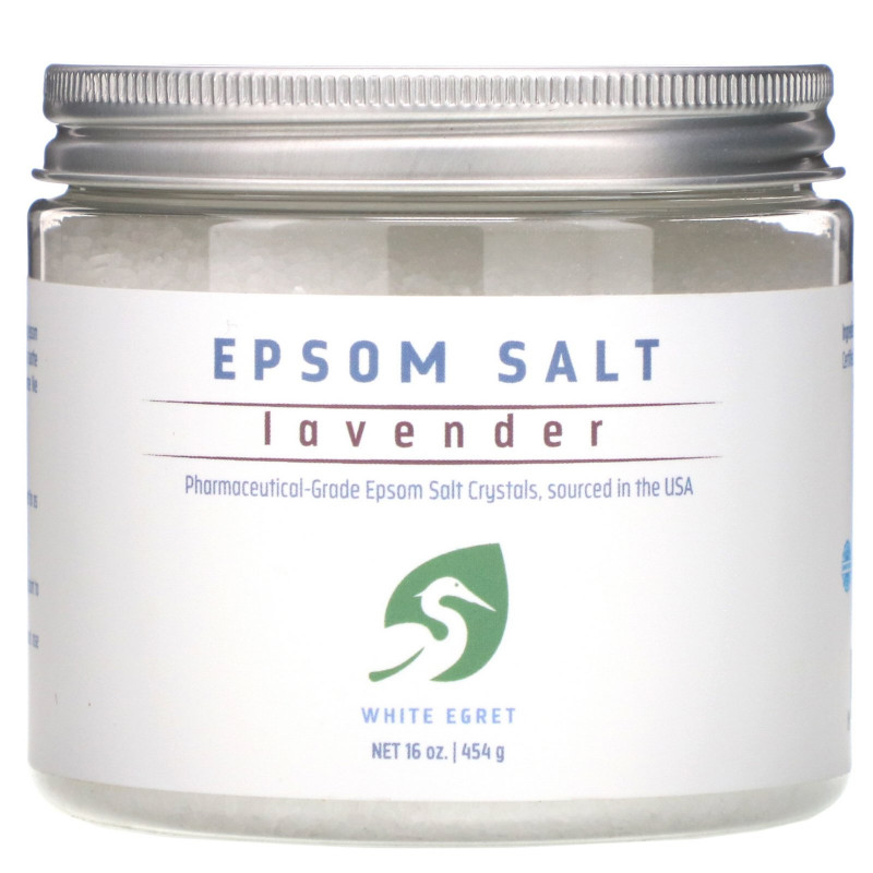 White Egret Personal Care, Lavender Epsom Salt, 16 oz (454 g)