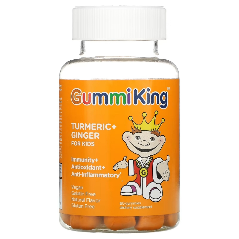 GummiKing, Turmeric + Ginger For Kids, Immunity + Antioxidant + Anti-Inflammatory, Mango, 60 Gummies