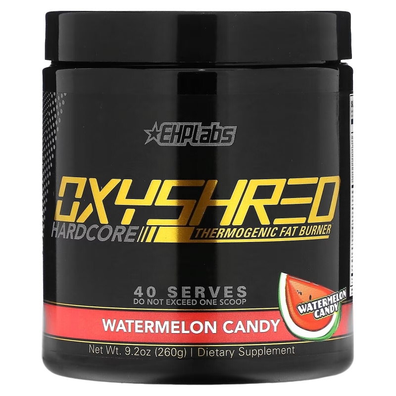 EHP Labs, Oxyshred Hardcore, термогенное сжигание жира, арбузные конфеты, 260 г (9,2 унции)