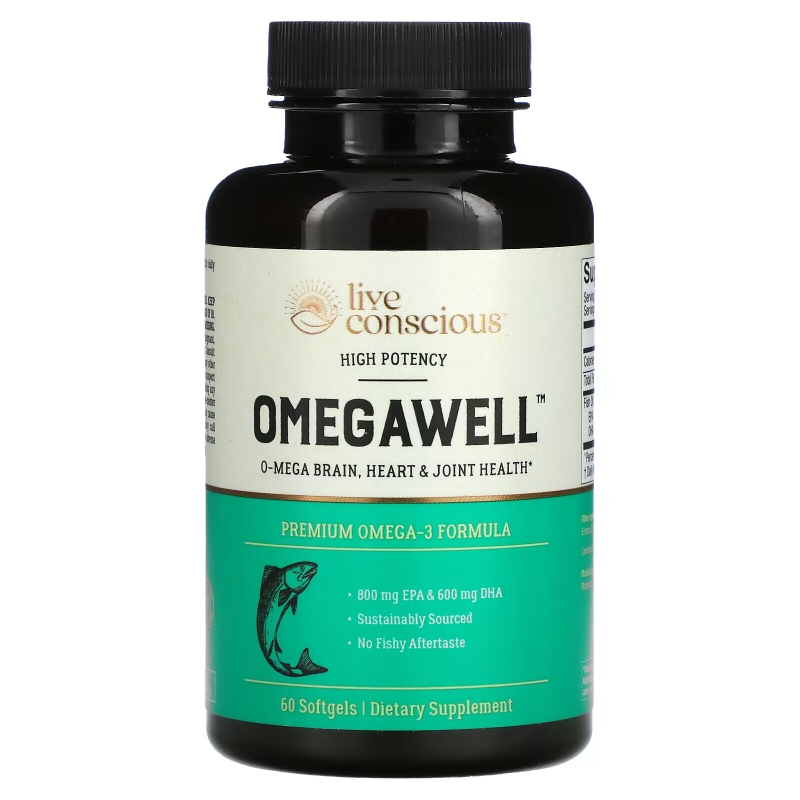 Live Conscious, OmegaWell, High Potency, 60 Softgels