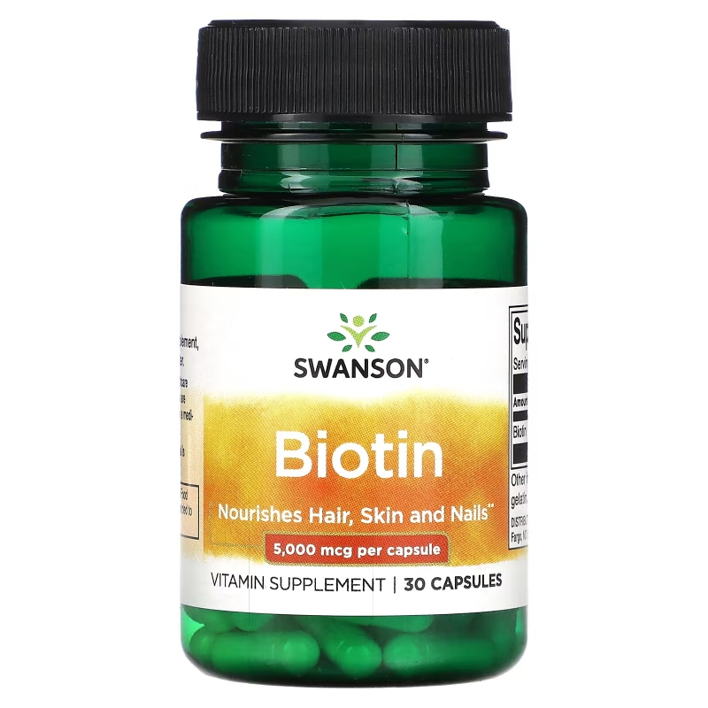 Swanson, Biotin, 5,000 mcg, 30 Capsules