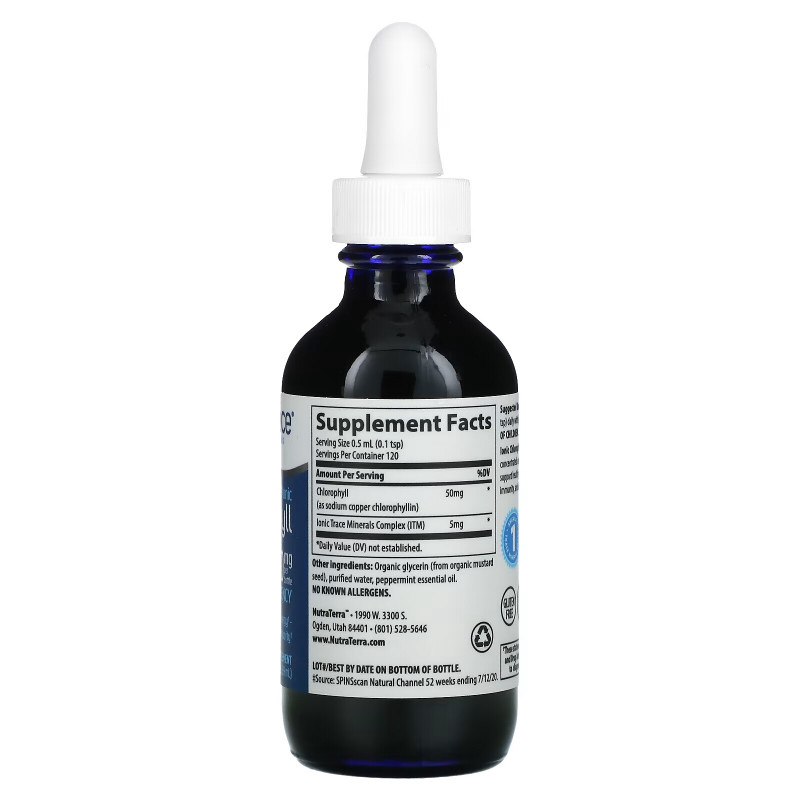 Trace Minerals ®, Concentrated Ionic Chlorophyll, Natural Mint, 6,000 mg, 2 fl oz (59 ml)