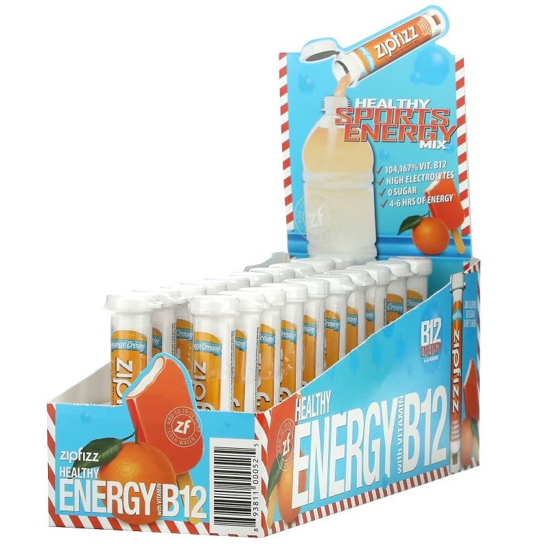 Zipfizz, Healthy Sports Energy Mix with Vitamin B12, Orange Cream, 20 Tubes, 0.39 oz (11 g) Each