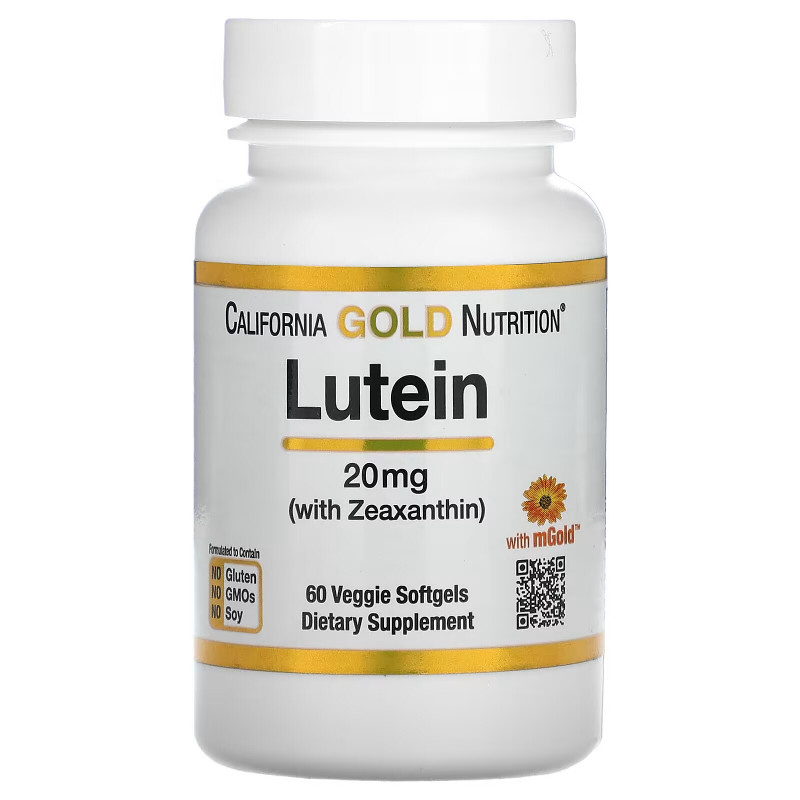 California Gold Nutrition, Lutein with Zeaxanthin, 20 mg, 60 Veggie Softgels