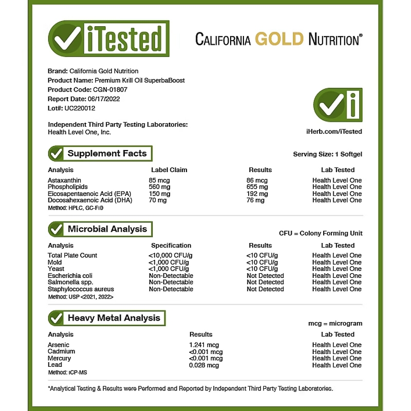 California Gold Nutrition, SUPERBABoost®, масло криля премиального качества, 1000 мг, 60 капсул